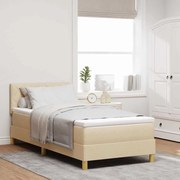 Cama Box com Colchão &amp; LED Creme 100x200 cm Tecido