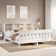 Cama sem colchão 200x200 cm madeira de pinho maciça branco