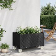 vidaXL Vaso/floreira de jardim com rodas 80x50x54 cm PP preto
