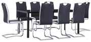 vidaXL 9 pcs conjunto de jantar couro artificial preto