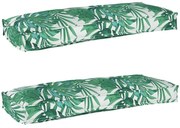 vidaXL Almofadas para Palete para Banco - 2 Peças - Padrão de Folha - 100 x 40 x 8 cm - Tecido Oxford