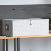 vidaXL Caixa de arrumação 90x47x33,5 cm alumínio prateado