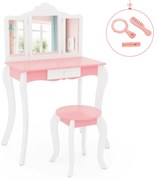 Conjunto de mesa de arte infantil e 2 cadeiras com rolo de papel e prateleiras de armazenamento - cinza