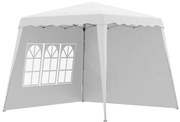 Outsunny Tenda Dobrável com 2 Paredes Laterais Altura Ajustável Proteção UV50+ e Bolsa de Transporte 240x240x250 cm Branco
