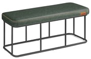 Coleção VASAGLE EKHO - Banco para entrada de quarto, couro sintético com costura, banco otomano com estrutura de aço, sala de estar e jantar, estilo moderno de meados do século, suporta 303 kg, verde floresta LOM073C01