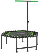 SPORTNOW Trampolim Fitness 114x114x132 cm com Guiador Ajustável em 3 Níveis Estrutura de Aço para Treino de Perna Corpo Verde | Aosom Portugal