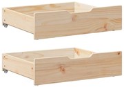 Gavetas para cama com rodas 2 pcs 75x55x16 cm pinho maciço