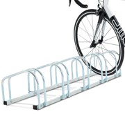 Estacionamento para 5 Bicicletas Suporte de Aço para Estacionar Bicicletas no Chão para Interior e Exterior 145x33x27cm Prata