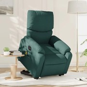 vidaXL Poltrona elétrica elevatória massagens tecido verde-escuro
