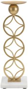 Castiçal "Star" em Metal Dourado e Mármore – 10x10x32 cm