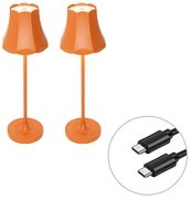 Conjunto de 2 Candeeiros de Mesa Retro Laranja Recarregáveis IP44 - Granny