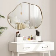 Espelho de parede assimétrico com painel traseiro de primeira qualidade para sala de estar, casa de banho, sala de jantar 78 x 56,5 cm dourado
