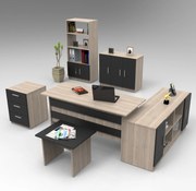 Conjunto de Mobiliário de Escritório VO17 – Carvalho Preto – Diversas