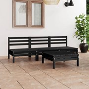 4 pcs conjunto lounge de jardim pinho maciço preto