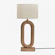 Candeeiro De Mesa Em Madeira De Manga Tiberia Madeira De Manga & Branco-escuro Ø30 Cm - ↑25 Cm Arlina - Sklum