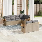 vidaXL 7 pcs conjunto sofás p/ jardim c/ almofadões vime PE cinzento