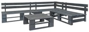 vidaXL 4 pcs conjunto lounge de jardim paletes madeira cinzento