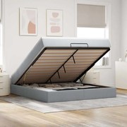 Estrutura cama otomana colchão 160x200 cm tecido cinzento claro