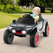 Carro elétrico para crianças Audi 12V com controle remoto Luzes LED 4 molas de suspensão para crianças com mais de 3 anos Cinza