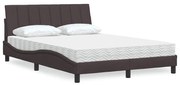 Cama com colchão 140x190 cm tecido castanho-escuro