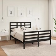 Estrutura de cama dupla pequena 120x190 cm madeira maciça preto