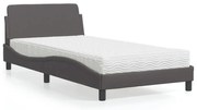 vidaXL Cama com colchão 100x200 cm couro artificial cinzento