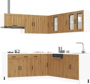 vidaXL 11 peças armário de cozinha conjunto Lucca carvalho artesanal
