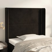 vidaXL Cabeceira de cama c/ abas veludo 93x16x118/128 cm preto
