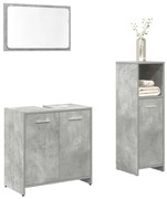 vidaXL 3 pcs conj. móveis casa banho derivados madeira cinza cimento