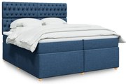 vidaXL Cama com molas/colchão 200x200 cm tecido azul