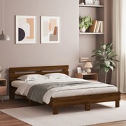 vidaXL Estrutura cama cabeceira/luzes LED 150x200 cm carvalho castanho
