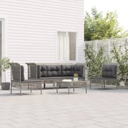 vidaXL 6 pcs conjunto lounge de jardim c/ almofadões vime PE cinzento