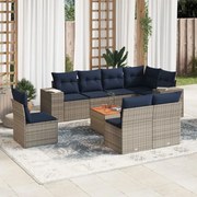 vidaXL 9 pcs conjunto sofás p/ jardim c/ almofadões vime PE cinzento