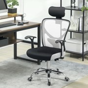 Cadeira de Escritório com Função Reclinável Apoio para a Cabeça e Suporte Lombar 62x67x108-118 cm Cinza