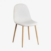 Glamm Estofada Cadeira De Jantar Madeira Natural & Bombazina Crema Linho & Bombazina - Sklum