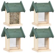 vidaXL Comedouros de pássaros 4 pcs madeira de abeto