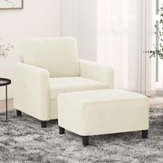 vidaXL Poltrona com apoio de pés 60 cm veludo cor creme