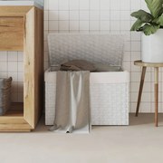 vidaXL Cesto para roupa suja com tampa 55,5x35x34 cm vime PE branco