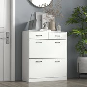 Sapateira Estreito com 2 Compartimentos e 2 Gavetas para 12 Pares de Sapatos 80x30x91,5 cm Branco