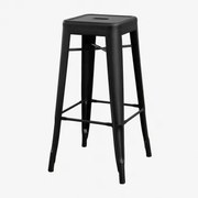 Banqueta Alta Empilhável Em Aço Lix Preto Mate & ↑75 Cm - Sklum