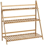 Outsunny Suporte para Plantas de 3 Níveis de Bambu Suporte para Flores Dobrável para Interior e Exterior 98x37x96,5cm Madeira