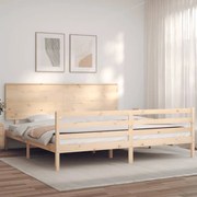 vidaXL Estrutura de cama com cabeceira 200x200 cm madeira maciça