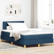 vidaXL Cama Box Spring com Colchão Azul 120x200 cm Tecido