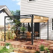 Pérgola com Teto Retrátil Pérgola de Alumínio 3x3 m Pérgola com Cortina Enrolável Proteção UV30+ Caqui