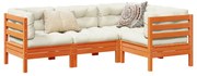 vidaXL 4pcs conj. sofás jardim c/ almofadões pinho maciço castanho mel