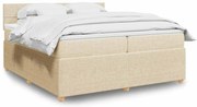 vidaXL Cama com molas/colchão 200x200 cm tecido cor creme
