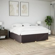 Estrutura de cama sem colchão 200x200 cm tecido castanho-escuro