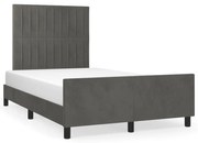 vidaXL Estrutura de cama sem colchão 120x190 cm Veludo cinza escuro