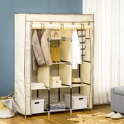 Roupeiro de Tecido Dobrável Armário Portátil com 8 Prateleiras de Armazenamento e 2 Barras de Pendurar Organizador de Roupa para Dormitório Vestidor 1
