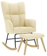 vidaXL Cadeira de baloiço com apoio de pés tecido cor creme